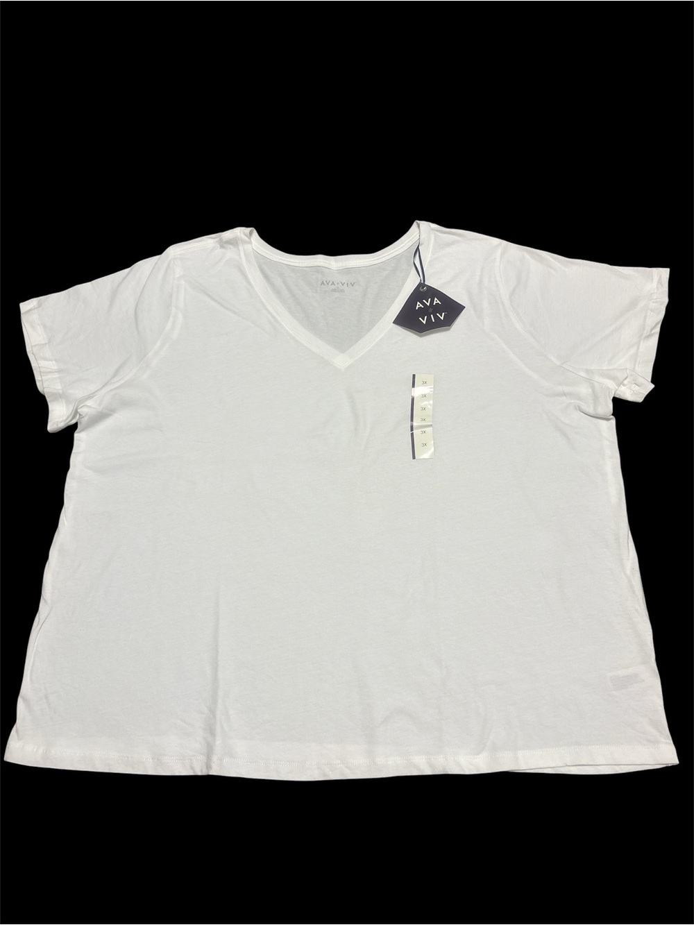 Ava & Viv White V-Neck Tee with Branded Tag